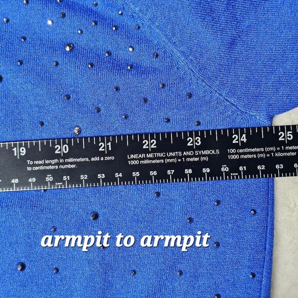 Vila Milano Blue Embellished Women's Sweater NWT Plus Size 2X - Picture 11 of 13